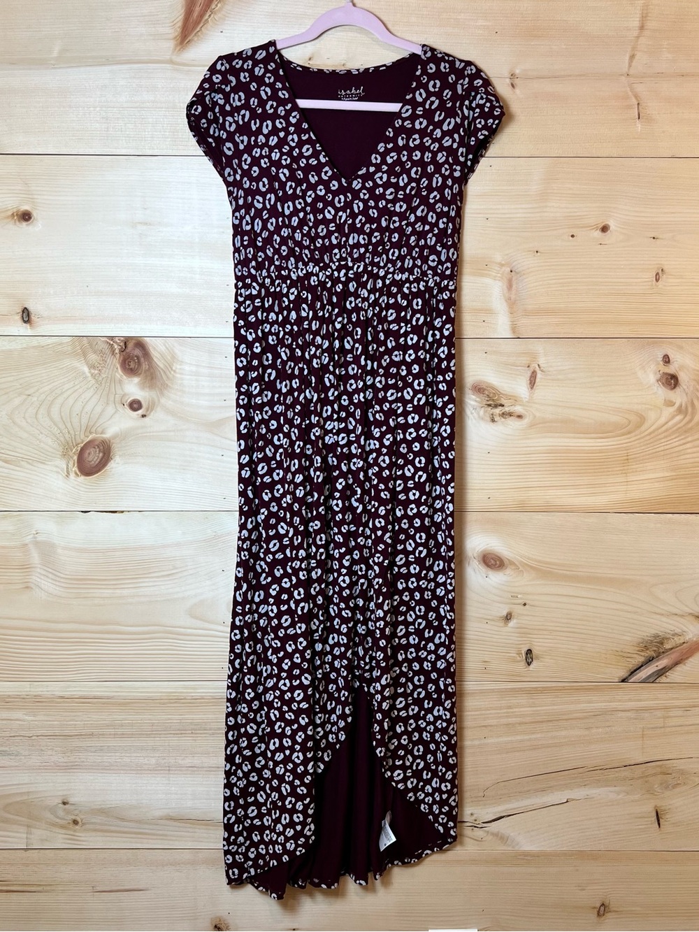 Isabel Maternity Burgundy & White Abstract Print Midi Dress - Comfy Stylish
